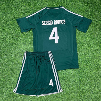 Sergio Ramos #4 Real Madrid 2012-2013 Green Kids Jersey Soccer Shirt