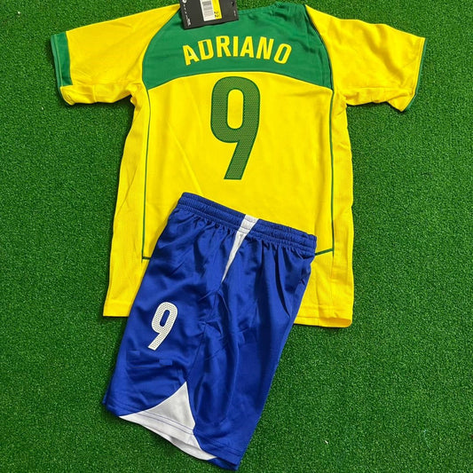 Adriano Brazil 2004-06 Retro Kids kit Kindertrikot maillot enfant Soccer Shirt