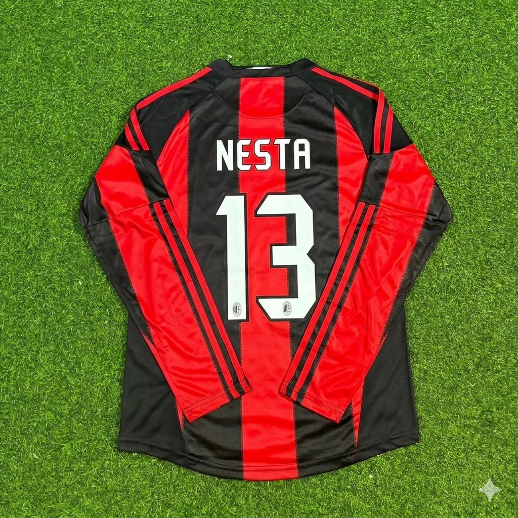 AC Milan 2010/11 Home Long Sleeve Retro Football Jersey – Alessandro Nesta