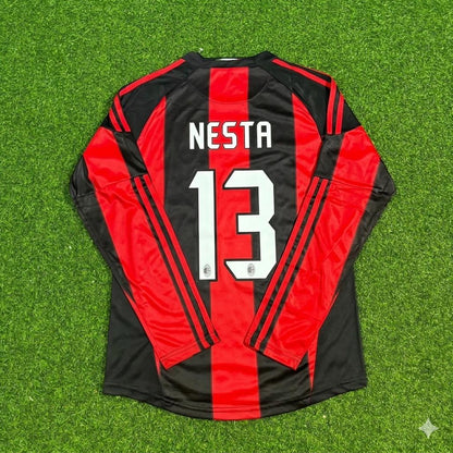AC Milan 2010/11 Home Long Sleeve Retro Football Jersey – Alessandro Nesta