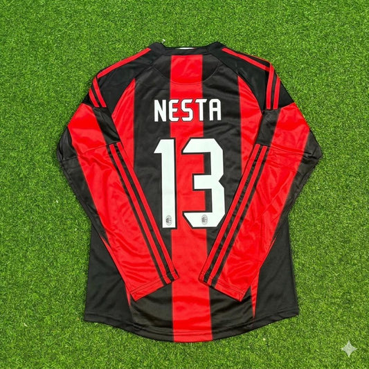 AC Milan 2010/11 Home Long Sleeve Retro Football Jersey – Alessandro Nesta