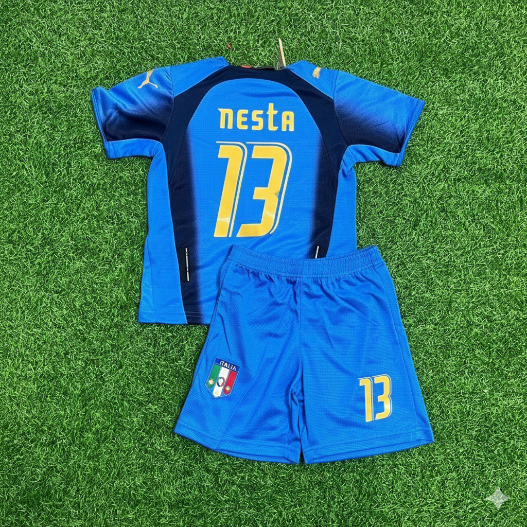 Alessandro Nesta 13- Italy 2006 World Cup Final Retro Kids Jersey Maillot Kinder Trikot Maglia Soccer Shirt