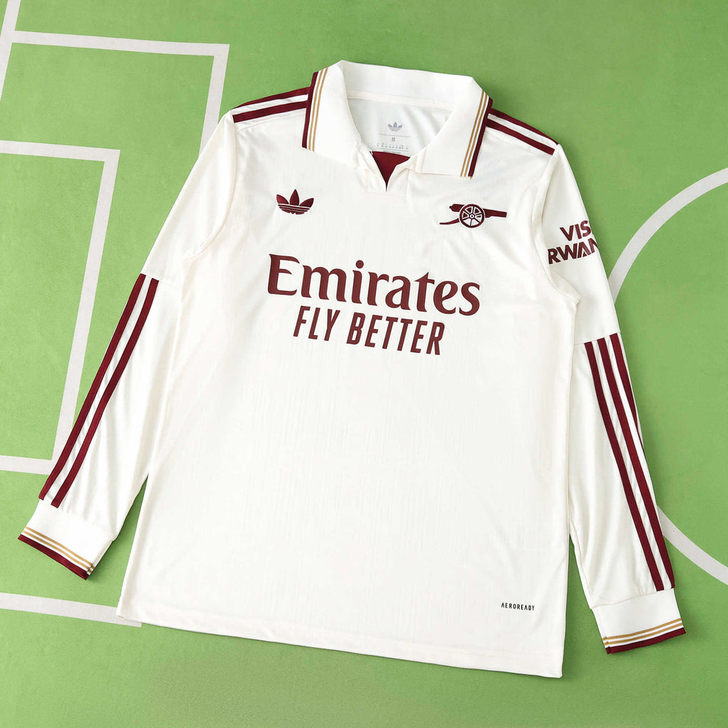Arsenal 2025-2026 Season Third Long Sleeve White Football Jersey Trikot Maillot
