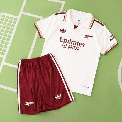 Arsenal 2025-2026 Season Third White Kids Football Jersey Trikot Maillot