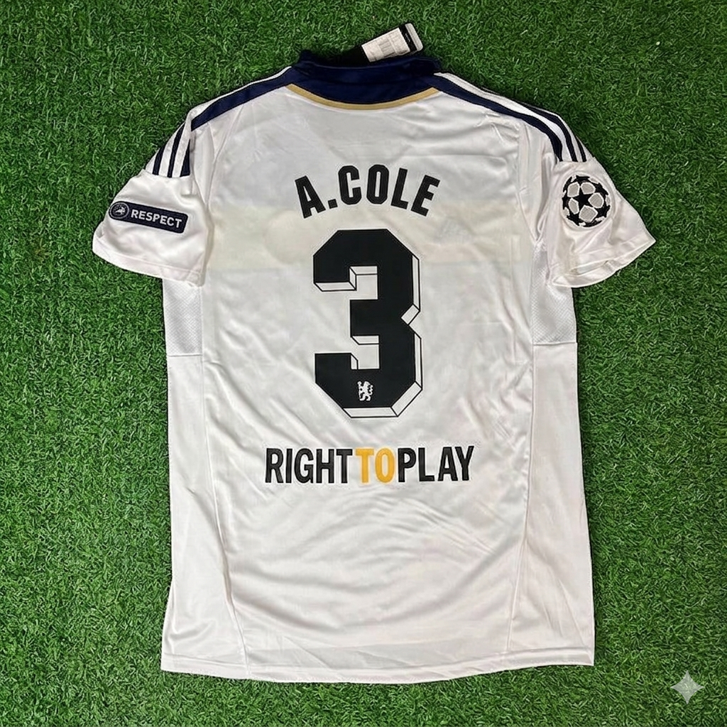 Maillot Rétro Chelsea 2011/12 Ligue des Champions Blanc et Jaune – Ashley Cole 3