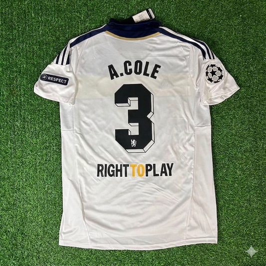 Maillot Rétro Chelsea 2011/12 Ligue des Champions Blanc et Jaune – Ashley Cole 3