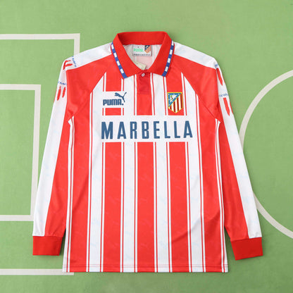 Atlético de Madrid 1994-1995 Season Home Retro Long Sleeve Football Jersey Trikot Maillot
