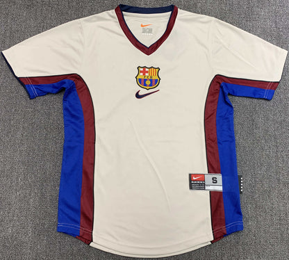 FC Barcelona 1998-1999 Season Away White Retro Football Jersey Trikot Maillot