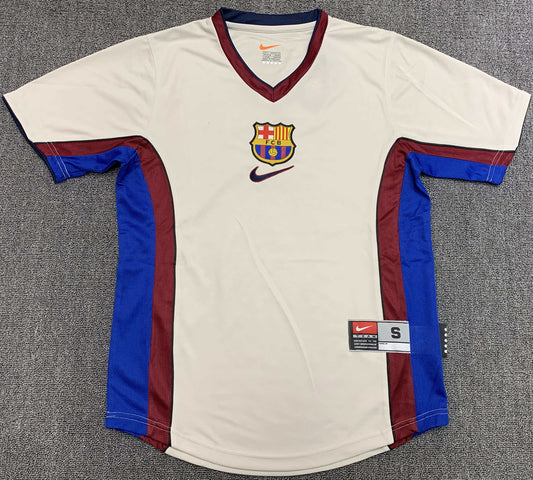 FC Barcelona 1998-1999 Season Away White Retro Football Jersey Trikot Maillot
