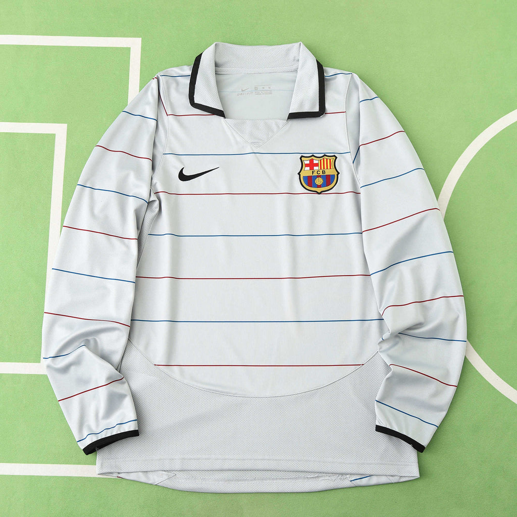 FC Barcelona 2003-2004 Season Away Retro Long Sleeve Football Jersey Trikot Maillot