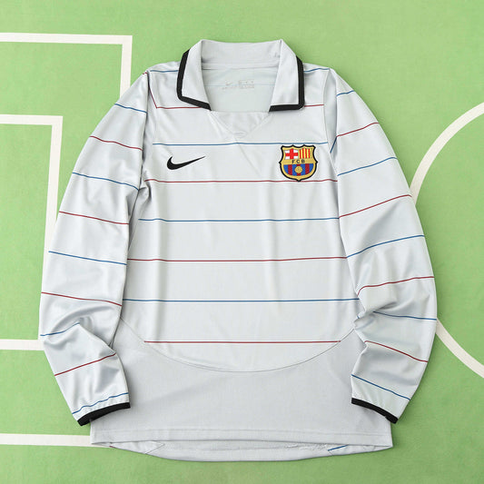 FC Barcelona 2003-2004 Season Away Retro Long Sleeve Football Jersey Trikot Maillot