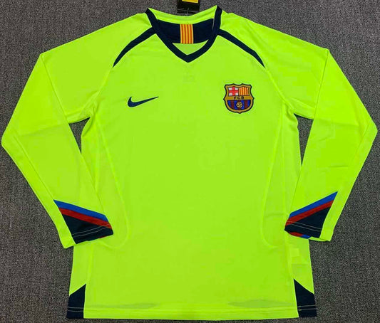 FC Barcelona 2005-2006 Season Away Retro Long Sleeve Football Jersey Trikot Maillot
