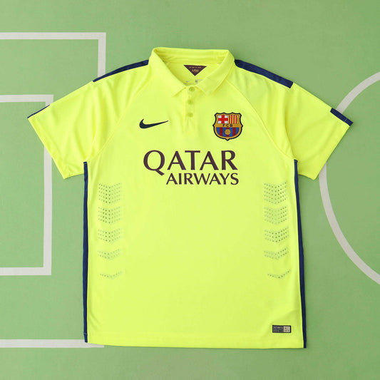 FC Barcelona 2014-2015 Season Away Yellow Retro Football Jersey Trikot Maillot