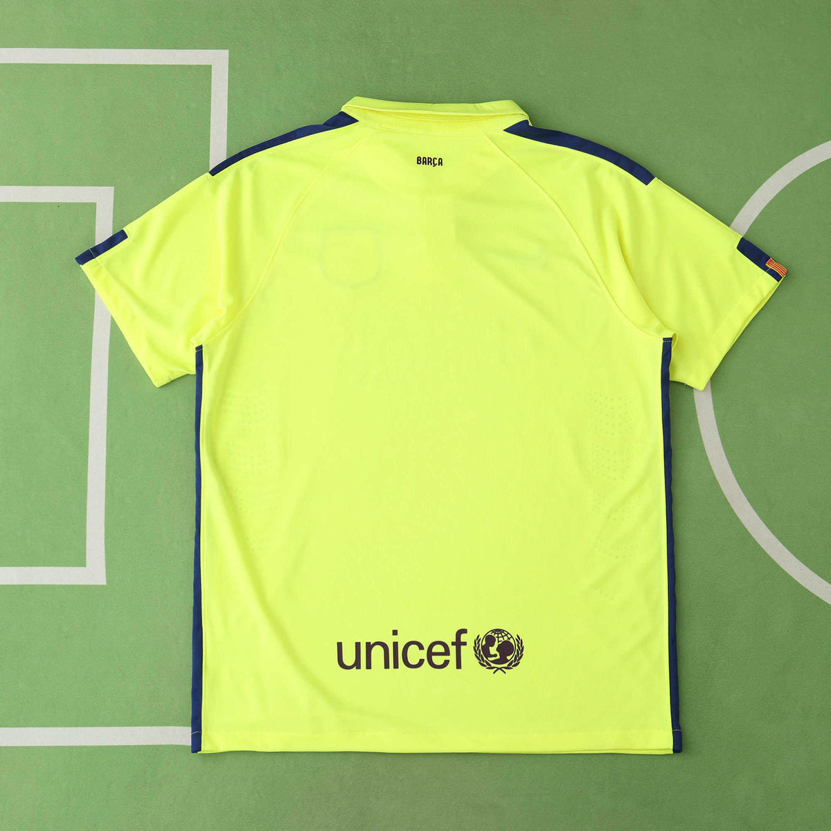 FC Barcelona 2014-2015 Season Away Yellow Retro Football Jersey Trikot Maillot