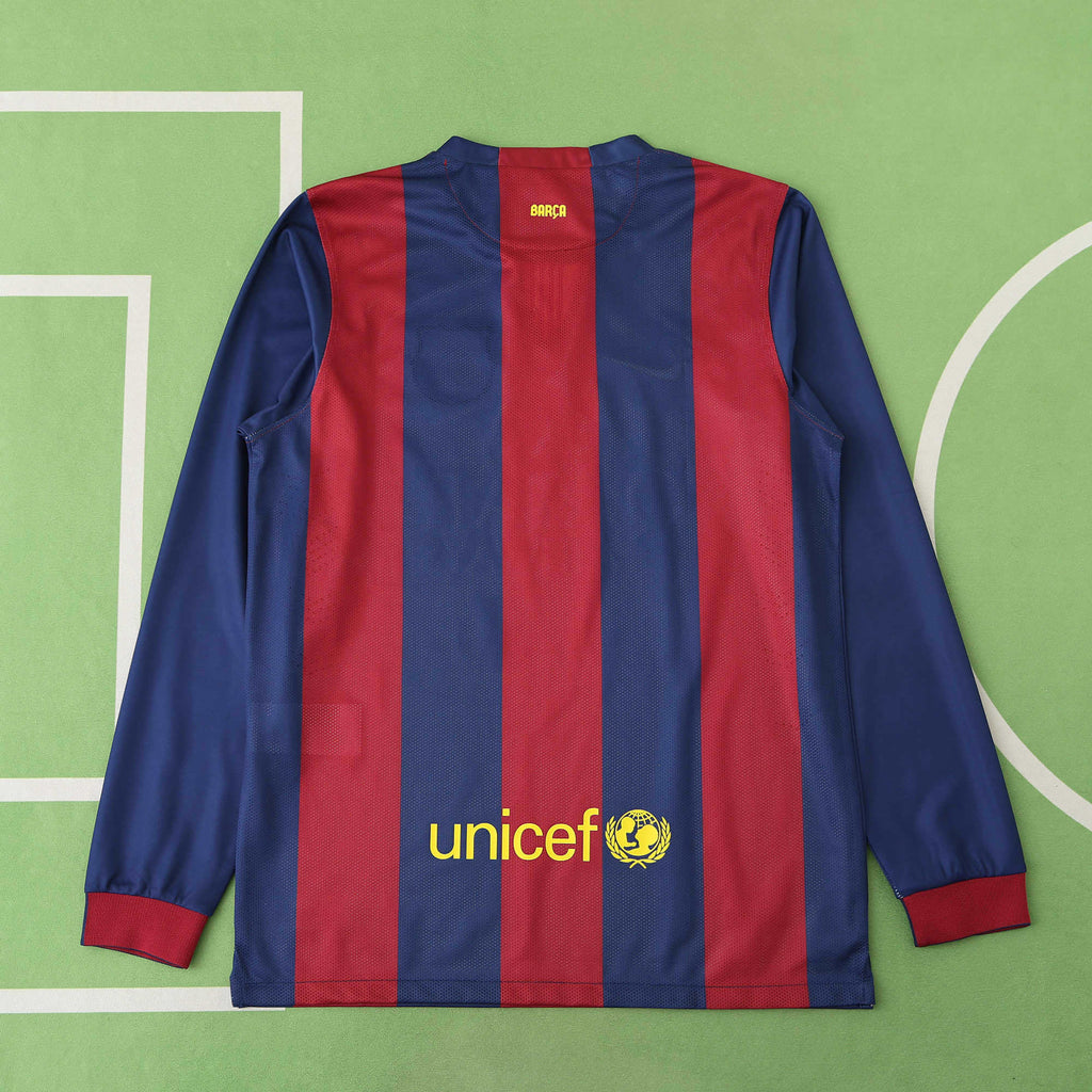 FC Barcelona 2014-2015 Season Home Long Sleeve Retro Football Jersey Trikot Maillot