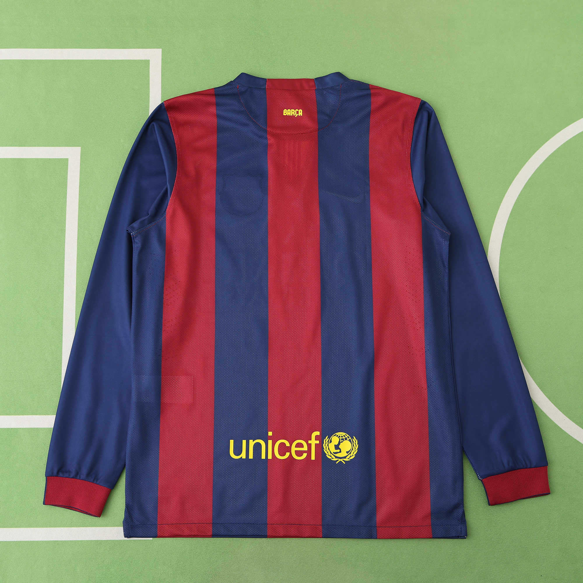 FC Barcelona 2014-2015 Season Home Long Sleeve Retro Football Jersey Trikot Maillot