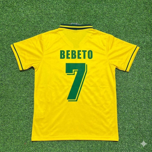 Bebeto #7 Brazil 1994 World Cup Final Retro Football Jersey