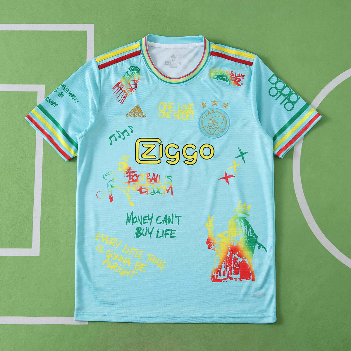 Bob Marley Special Edition Commemorative Cyan Retro Jersey Maillot