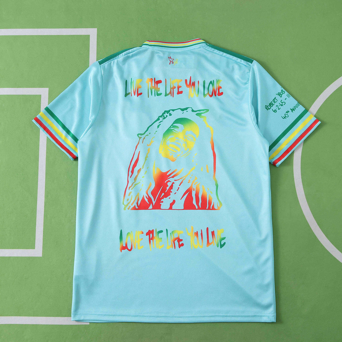 Bob Marley Special Edition Commemorative Cyan Retro Jersey Maillot