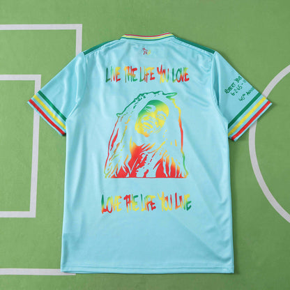 Bob Marley Special Edition Commemorative Cyan Retro Jersey Maillot