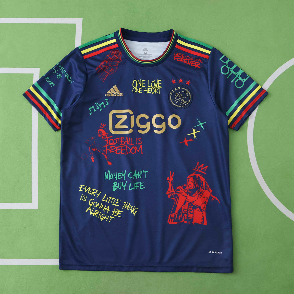Bob Marley Special Edition Commemorative Navy Blue Retro Jersey Maillot