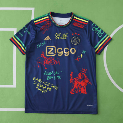 Bob Marley Special Edition Commemorative Navy Blue Retro Jersey Maillot