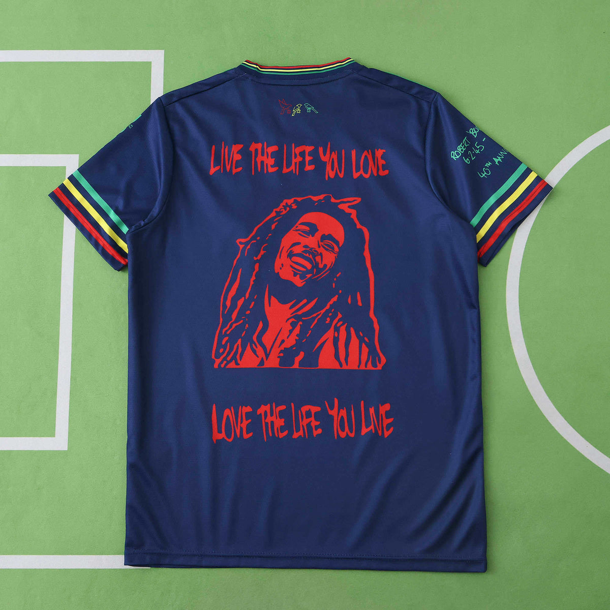 Bob Marley Special Edition Commemorative Navy Blue Retro Jersey Maillot