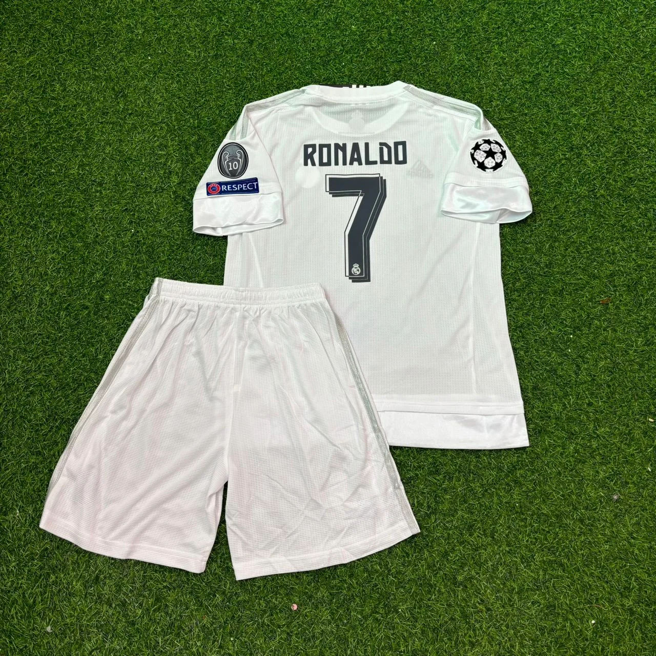 Cristiano Ronaldo 7 Real 2016 Champions League Final Kids Football Jersey Kit