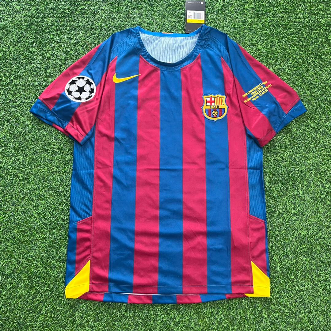 Carles Puyol #5 Barcelona 2006 Retro Football Jersey Soccer Shirt