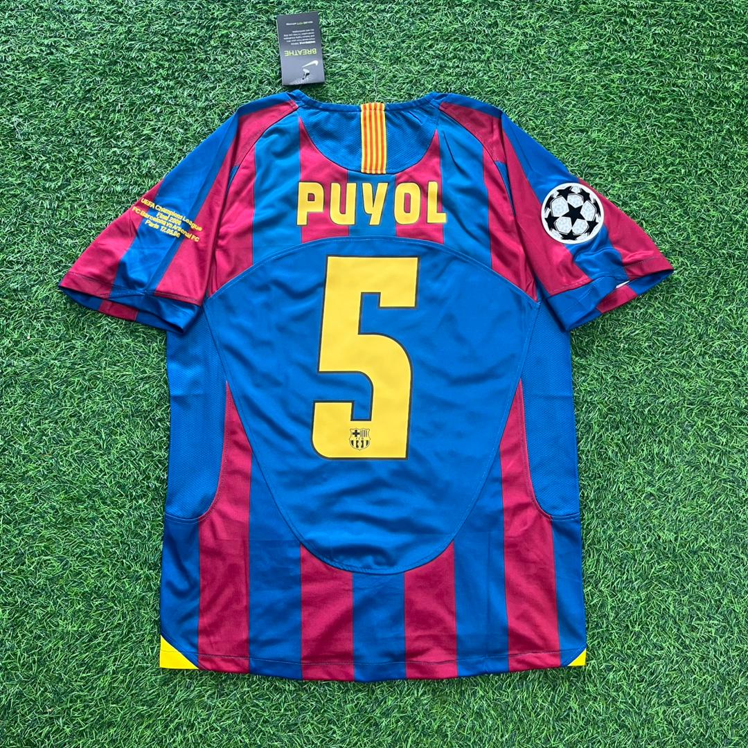 Carles Puyol #5 Barcelona 2006 Retro Football Jersey Soccer Shirt