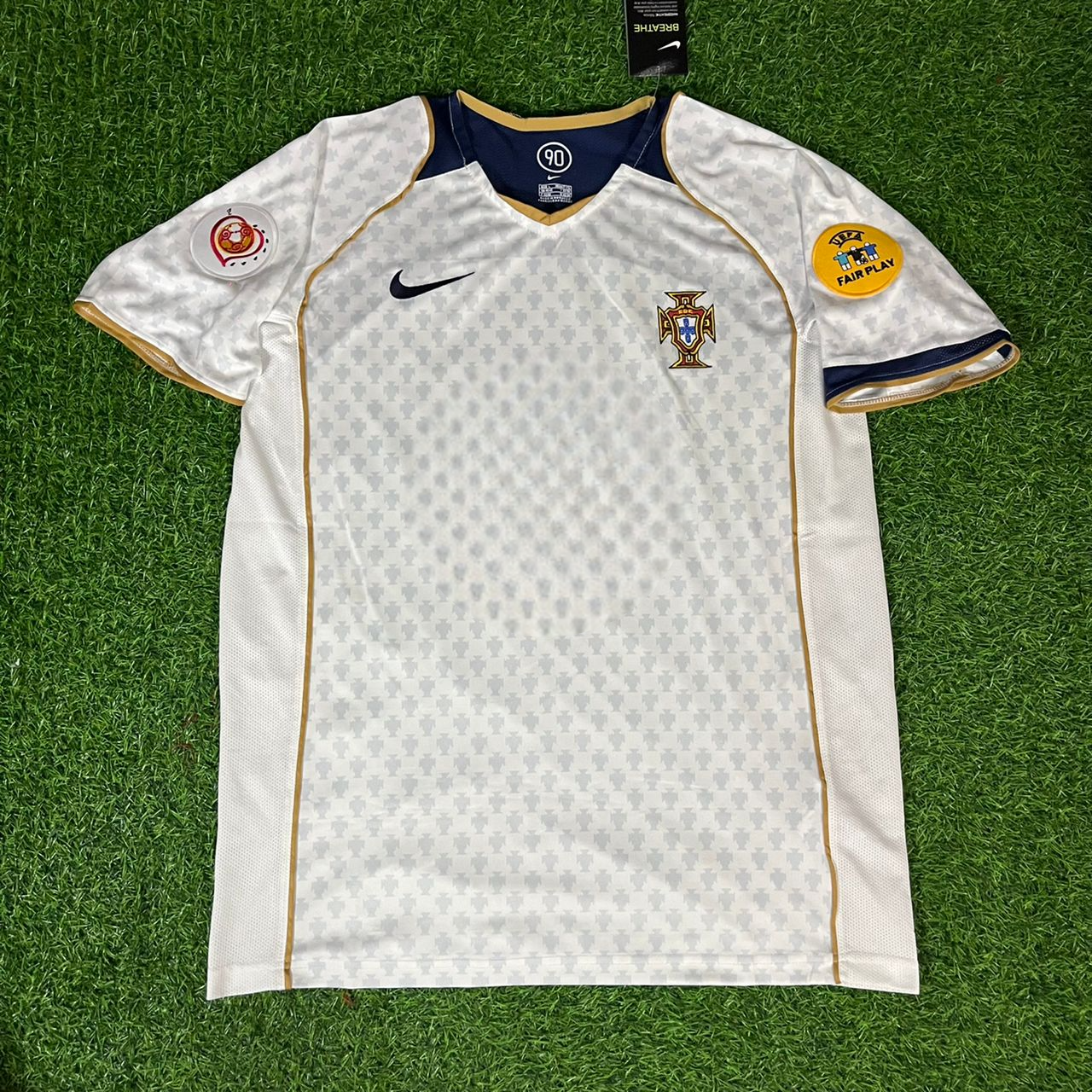 Deco #20 Portugal EURO 2004 Retro White Away Soccer Kit Jersey Trikot Soccer Shirt