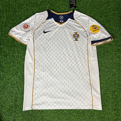 Deco #20 Portugal EURO 2004 Retro White Away Soccer Kit Jersey Trikot Soccer Shirt