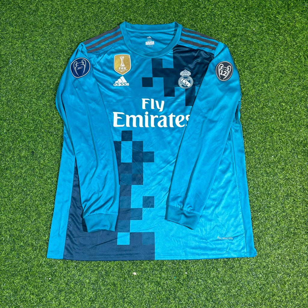 Cristiano Ronaldo 7 - Real 18 Turquoise CL Long Sleeve Jersey Trikot Maillot Soccer Shirt