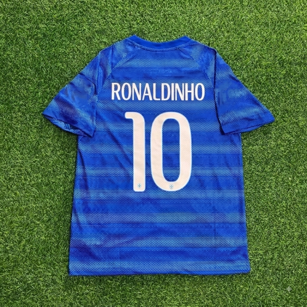 Ronaldinho #10 Brasilien Retro Blaues Trikot
