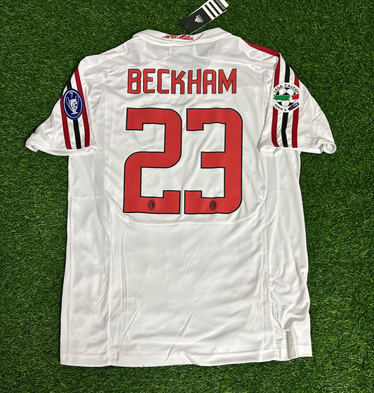 David Beckham 2009 AC Mailand Weiß Retro Trikot Maillot Trikot Maglia Fußballshirt