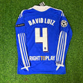 Maillot de football rétro à manches longues David Luiz #4 Chelsea Ligue des Champions 2012 Finale de Munich