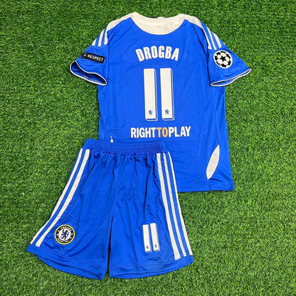 Chelsea 2012 Champions League Munich Final Kids Retro Jersey – Didier Drogba 11