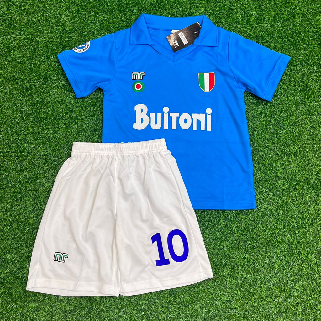 Diego Maradona Napoli Home Kids Kit – Kit Jersey for Children – | KinderTrikot | Maillot Enfant Soccer Shirt