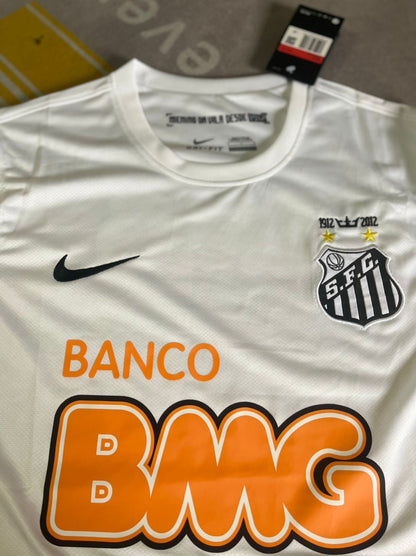 Neymar Jr Santos FC Retro Langarm-Fußballtrikot Weiß