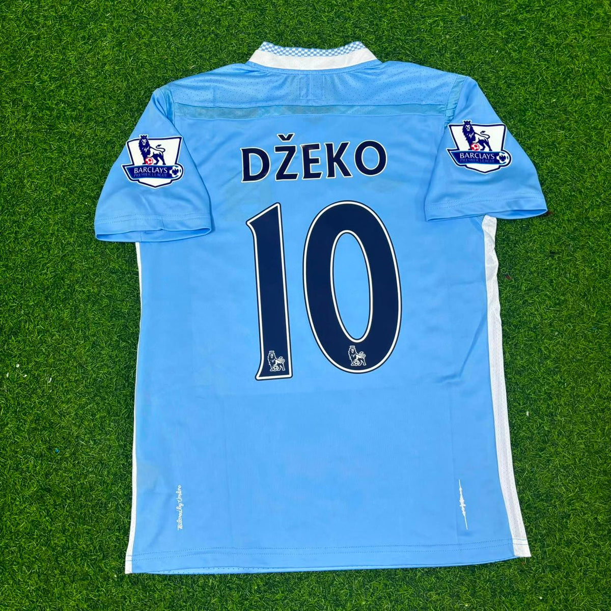 Edin Dzeko 10 Manchester City 2011/12 Heimtrikot Blau Retro Trikot Jersey Maillot Fußballhemd