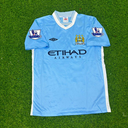 Edin Dzeko 10 Manchester City 2011/12 Heimtrikot Blau Retro Trikot Jersey Maillot Fußballhemd