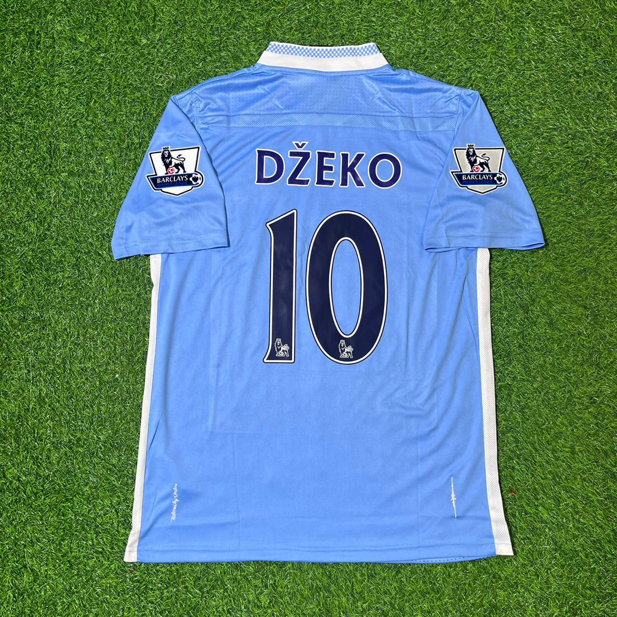 Edin Dzeko 10 Manchester City 2011/12 Heimtrikot Blau Retro Trikot Jersey Maillot Fußballhemd