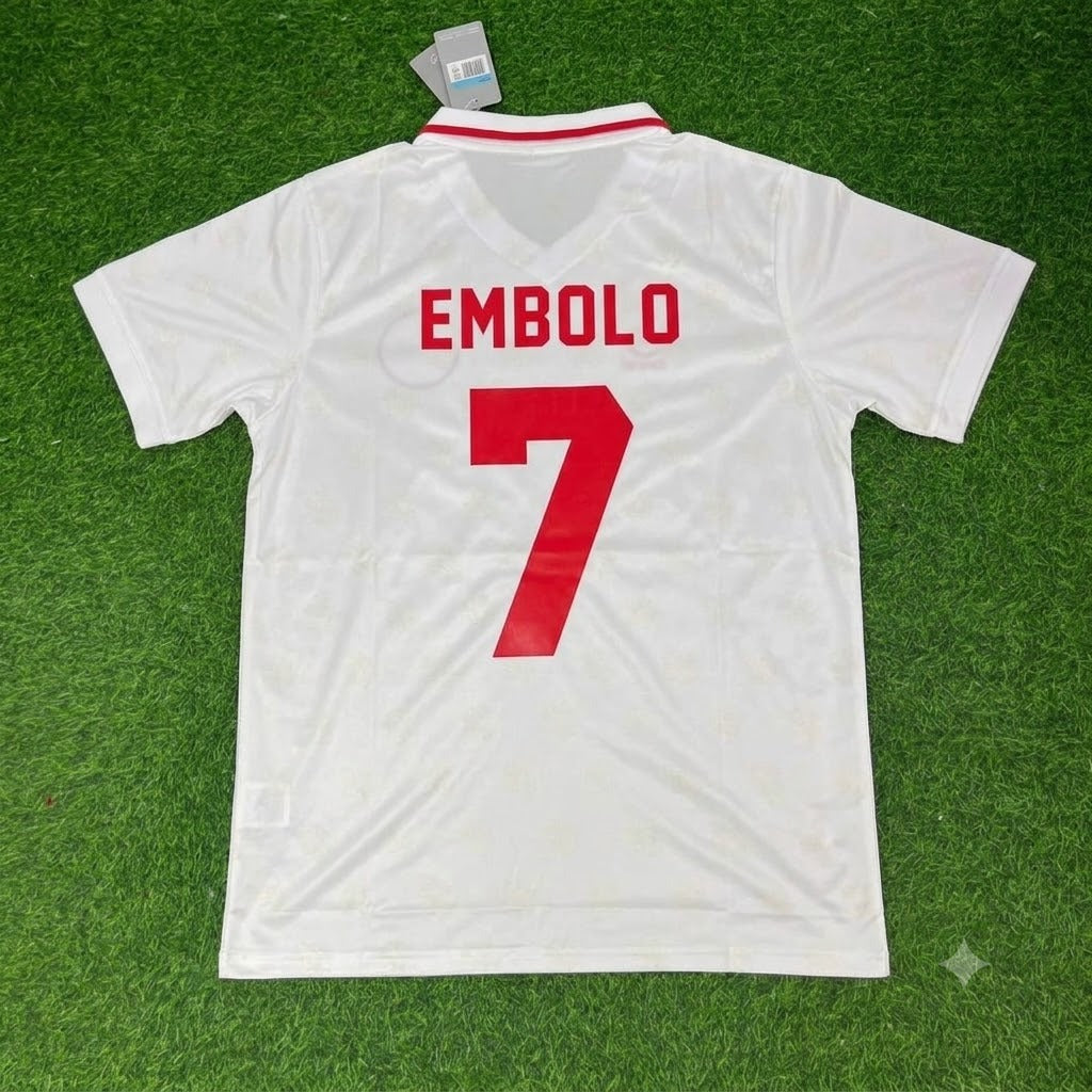 Breel Embolo Switzerland White Retro Football Jersey
