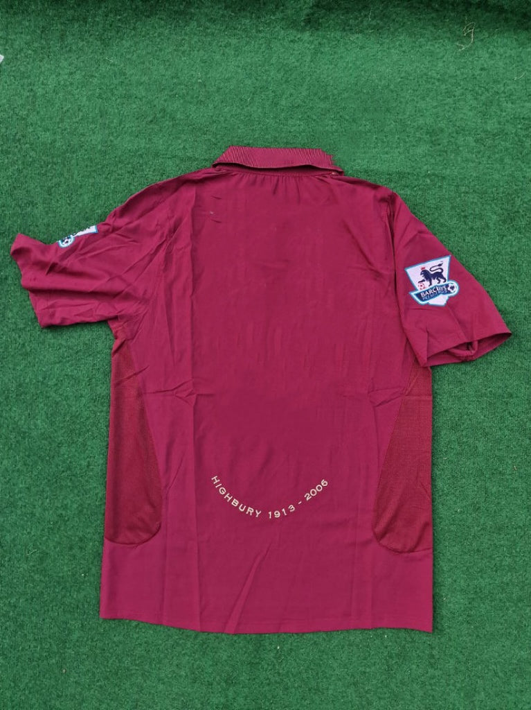 Arsenal 2006 Highbury Burgunderrotes Premier League Patch Retro-Fußballtrikot