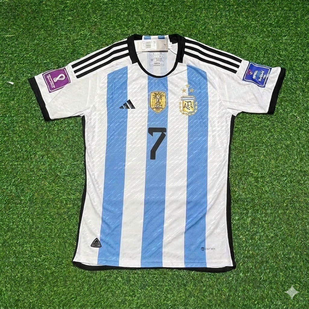 Rodrigo de Paul 7 - Argentinien 2022 Katar Weltmeister Heimtrikot Maillot Trikot Maglia Fußballshirt