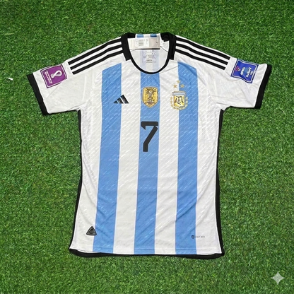 Rodrigo de Paul 7 - Argentinien 2022 Katar Weltmeister Heimtrikot Maillot Trikot Maglia Fußballshirt