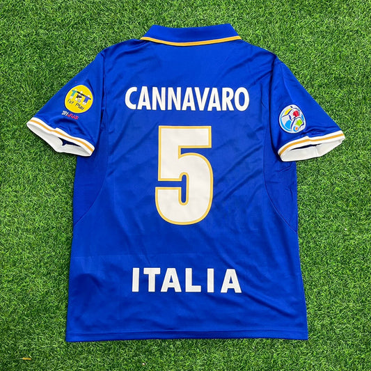 Fabio Cannavaro Italie EURO 1996 Maillot de Football Rétro Bleu Trikot Camisate