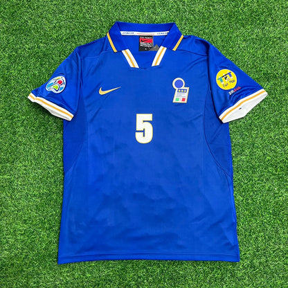 Fabio Cannavaro Italy EURO 1996 Blue Retro Soccer Kit Jersey Trikot Camisate