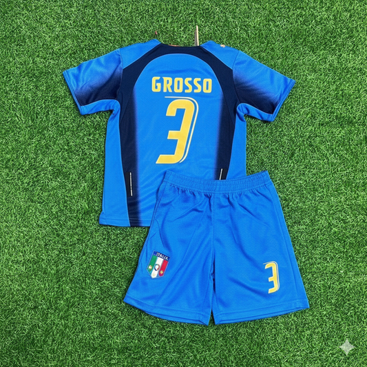 Fabio Grosso 3- Italy 2006 World Cup Final Retro Kids Jersey Maillot Kinder Trikot Maglia Soccer Shirt