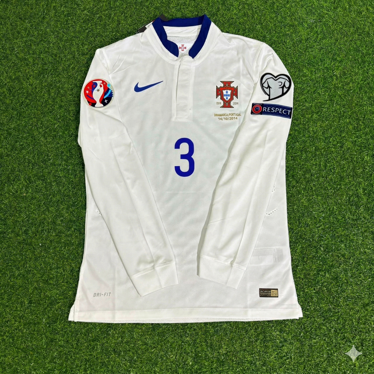 Pepe Portugal EURO 2016 Weißes Langarm Retro-Fußballtrikot